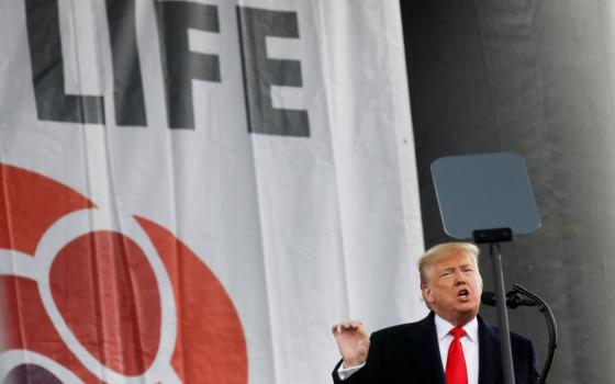 Then-U.S. President Donald Trump addresses thousands of pro-life supporters during the 47th annual March for Life in Washington Jan. 24, 2020. 