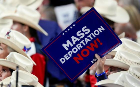 "Mass deportation now" sign at GOP convention