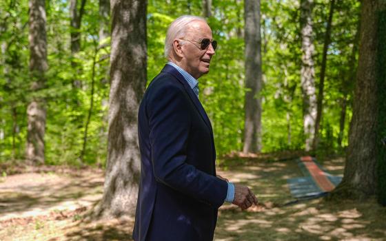 President Joe Biden is pictured after speaking at Prince William Forest Park on Earth Day, April 22, 2024, in Triangle, Virginia. Biden announced $7 billion in federal grants to provide residential solar projects serving low- and middle-income communities and expanding his American Climate Corps green jobs training program. (AP/Manuel Balce Ceneta)