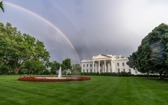 A rainbow is seen over the North Lawn of the White House in Washington, D.C., May 11. (Official White House Photo/Katie Ricks)