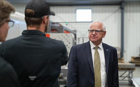 Minnesota Gov. Tim Walz visits Bemidji Steel Company in Bemidji, Minnesota, on July 1. (Wikimedia Commons/Office of Gov. Tim Walz & Lt. Gov. Peggy Flanagan)