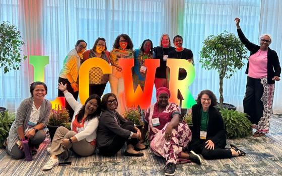 A group of Giving Voice members gather at the Leadership Conference of Women Religious assembly on Aug. 14, in Orlando, Florida. Giving Voice is a group of women religious under age 50. (Courtesy of Giving Voice)