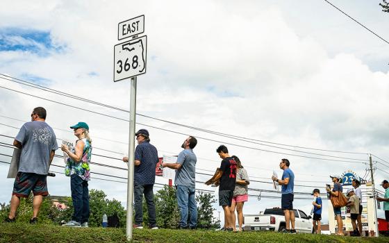 Anti-abortion demonstrators in Panama City, Fla., are seen during the National Life Chain event Oct. 6. On Nov. 5, Florida voters will decide on  Amendment 4, which would enshrine abortion in the state constitution. (Tyler Orsburn for Our Sunday Visitor News)