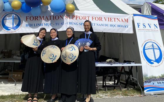 Vietnamese sisters, members of Formation Support for Vietnam, gather at Marian Days in Carthage, Missouri, in August 2024. (Courtesy of Ngoc Nguyen)