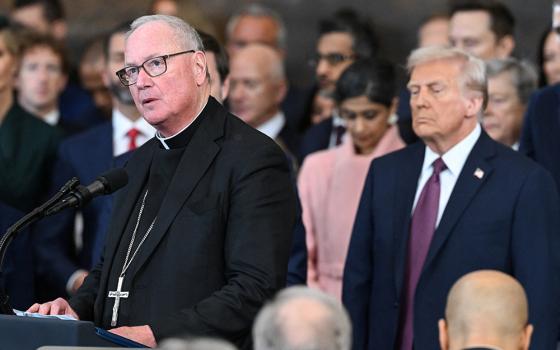 New York Cardinal Timothy Dolan delivers the invocation during U.S. President Donald Trump's swearing-in as the 47th U.S. president in the U.S. Capitol Rotunda in Washington Jan. 20, 2025. (OSV News/Saul Loeb, pool via Reuters)