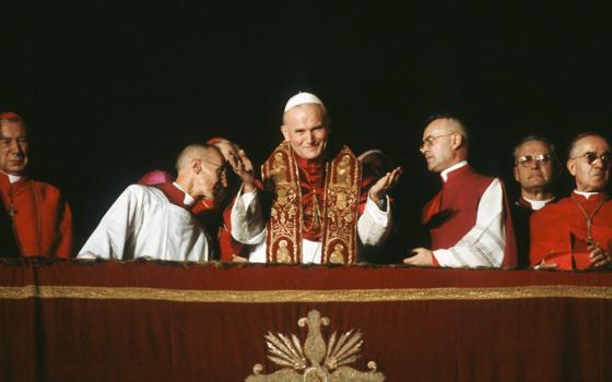 Pope John Paul II appears on the balcony at St. Peter's Basilica following his election to head the Catholic Church on Oct. 16, 1978. (OSV News/Catholic Press Photo/Giancarlo Giuliani)