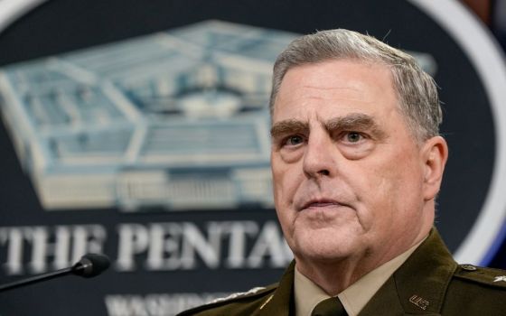 Gen. Mark Milley, chairman of the Joint Chiefs of Staff, is on the hot seat amid reports about calling his Chinese counterpart to assure him not to worry about then-President Donald Trump starting a war. (CNS/Reuters/Ken Cedeno)