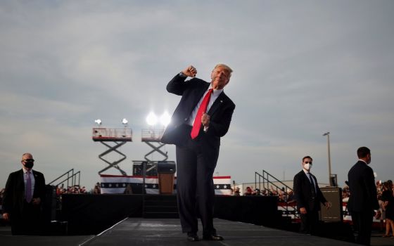 President Donald Trump holds a campaign rally at Ocala International Airport in Ocala, Florida, Oct. 16. (CNS/Reuters/Carlos Barria)