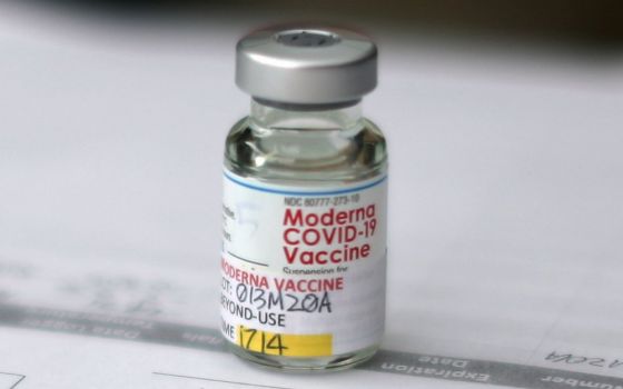 A vile of the Moderna COVID-19 vaccine (CNS/Reuters/Lucy Nicholson)