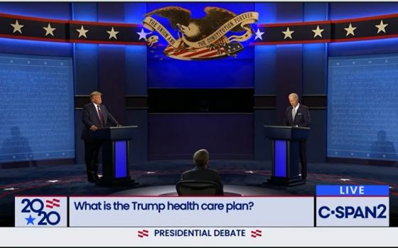President Donald Trump, former Vice President Joe Biden and moderator Chris Wallace of Fox News are depicted during the Sept. 29 presidential debate. (NCR screenshot/C-SPAN)