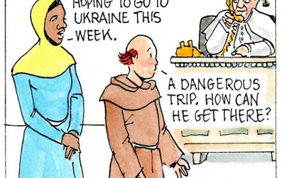 Francis, the comic strip: Pope Francis hopes to go to Ukraine. How can he get there?