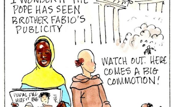 Francis, the comic strip: Brother Fabio's fan base gets a little rowdy. 