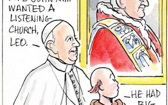 Francis, the comic strip: Francis and Brother Leo talk about how to be a listening church.