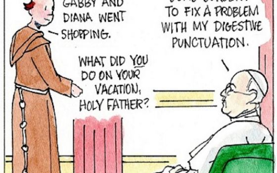 Francis, the comic strip: Brother Leo questions Francis about his recent surgery