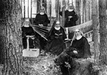 Benedictine nuns are pictured in 1900 before the completion of St. Anthony's Hospital in Bemidji, Minn. The image appeared in a 2011 documentary titled "Women & Spirit: Catholic Sisters in America," which chronicled the 300-year contribution of U.S. women religious. (CNS/Courtesy Benedictines of Duluth)