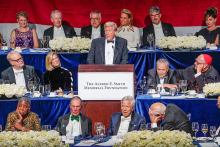 Former U.S. President and 2024 Republican presidential nominee Donald Trump speaks during the 79th annual Alfred E. Smith Memorial Foundation Dinner in New York City Oct. 17, 2024. Just before the dinner, Trump was interviewed by Raymond Arroyo of the Eternal Word Television Network for a segment that aired later that night. (OSV News/Gregory A. Shemitz)