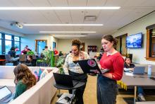 Students work in the Marist Institute for Public Opinion at Marist College in Poughkeepsie, New York. (Marist College/Carlo de Jesus)